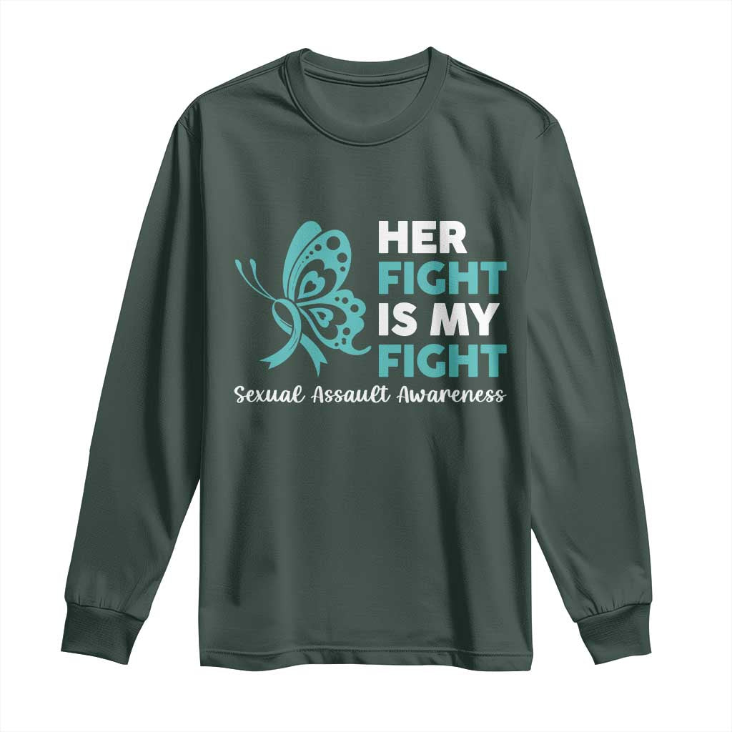 Sexual Assault Prevention Support Long Sleeve Shirt Her Fight is My Fight