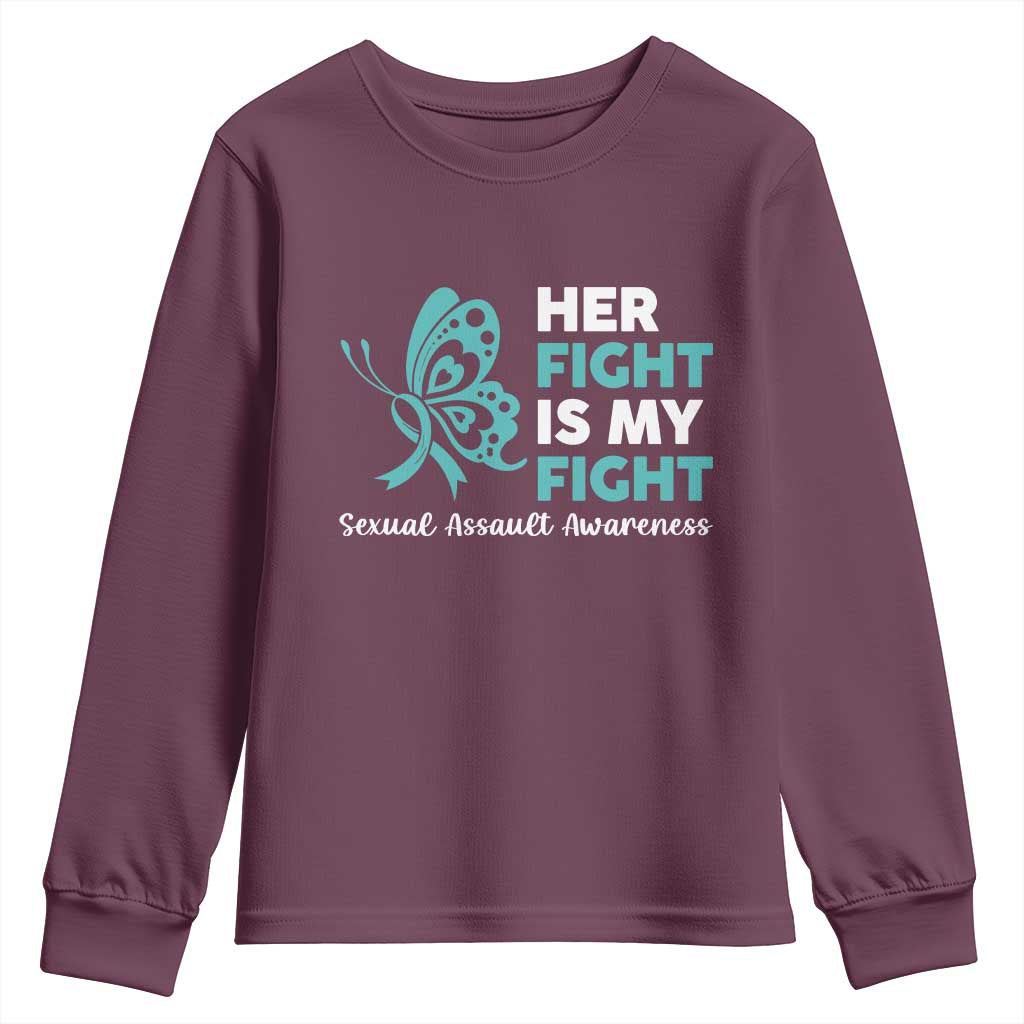 Sexual Assault Prevention Support Youth Sweatshirt Her Fight is My Fight