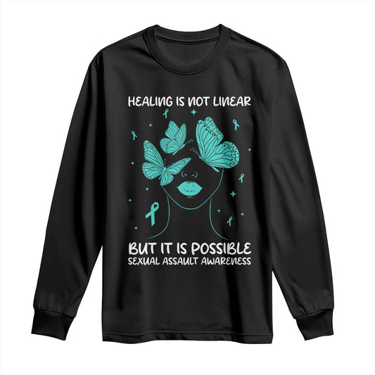 Sexual Assault Prevention Support Long Sleeve Shirt Healing Is Not Linear But It Is Possible