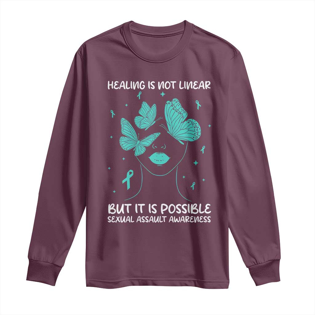 Sexual Assault Prevention Support Long Sleeve Shirt Healing Is Not Linear But It Is Possible