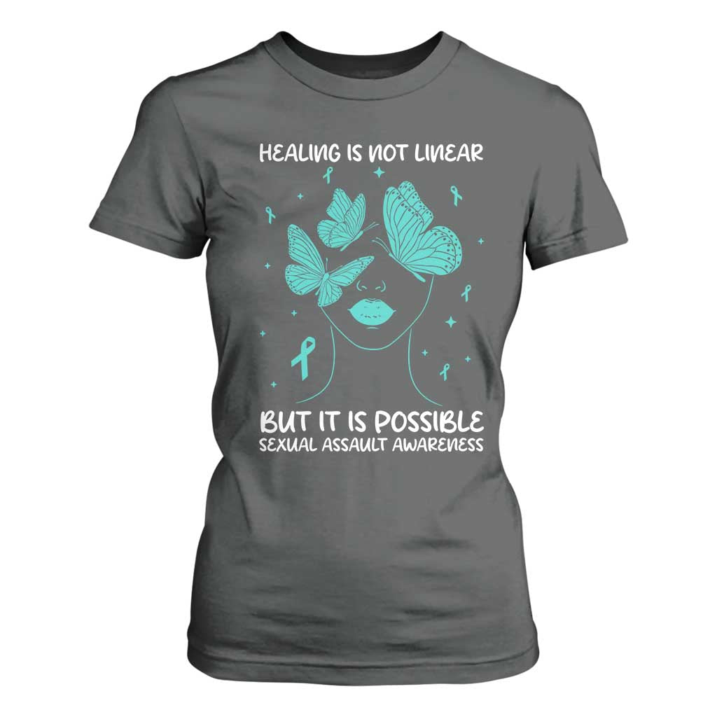 Sexual Assault Prevention Support T Shirt For Women Healing Is Not Linear But It Is Possible