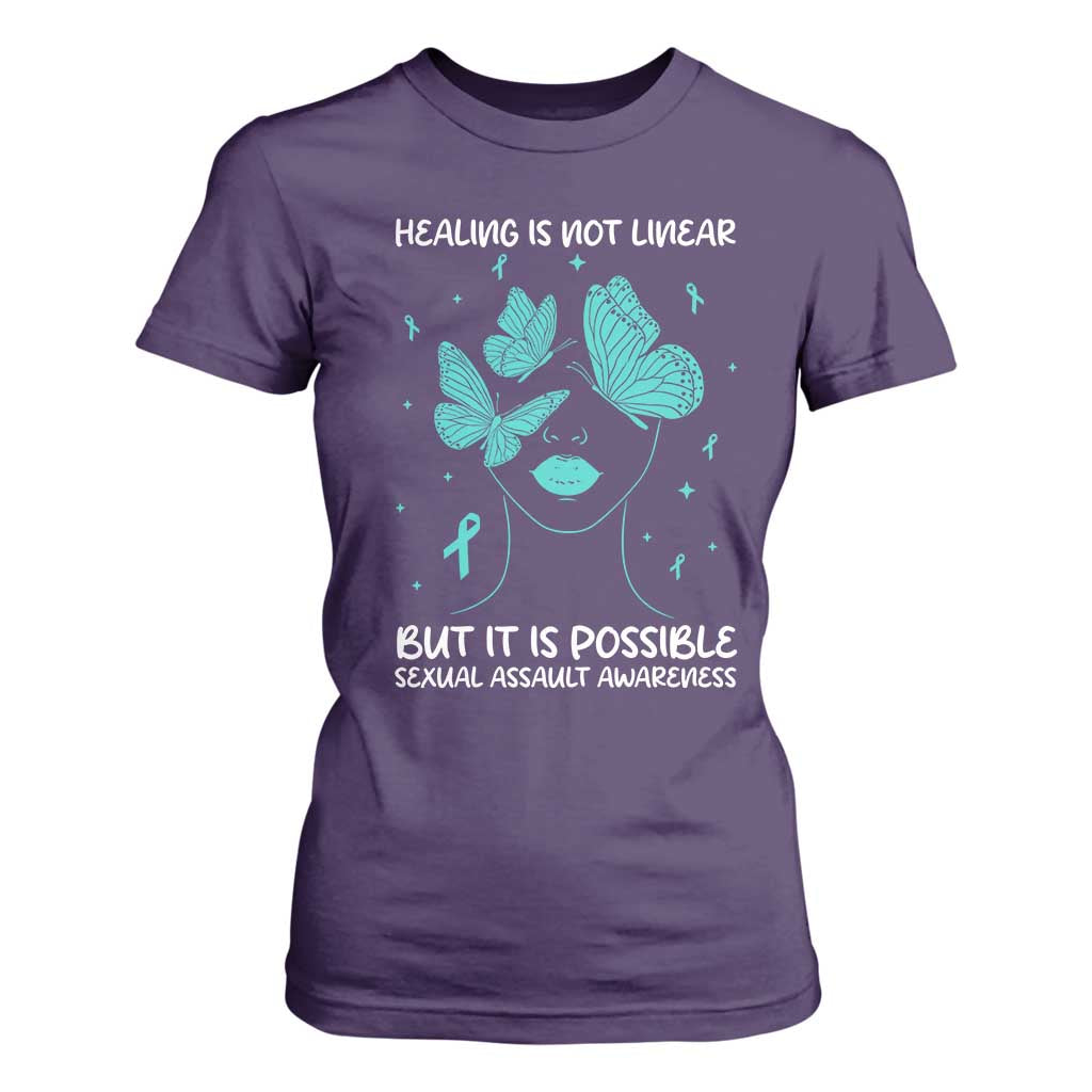 Sexual Assault Prevention Support T Shirt For Women Healing Is Not Linear But It Is Possible