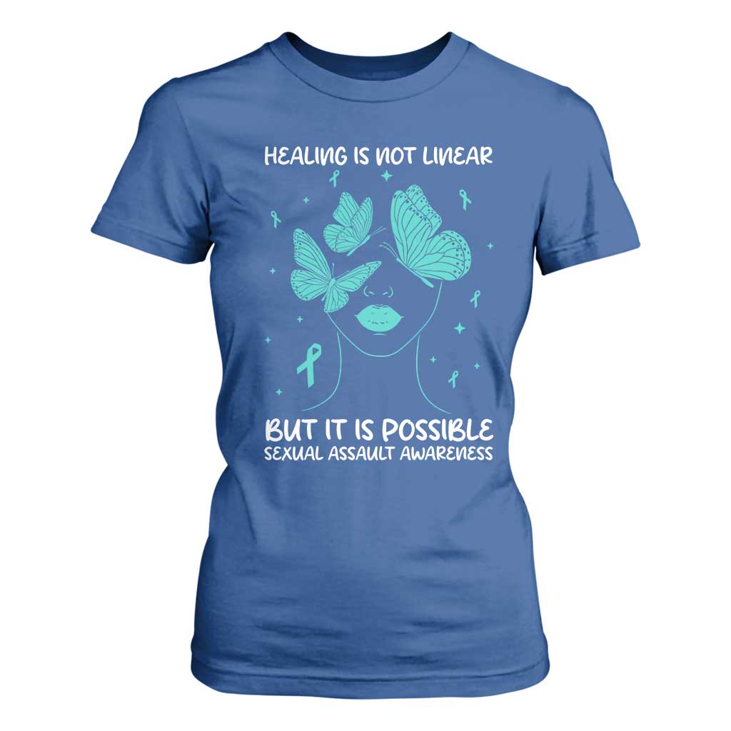 Sexual Assault Prevention Support T Shirt For Women Healing Is Not Linear But It Is Possible