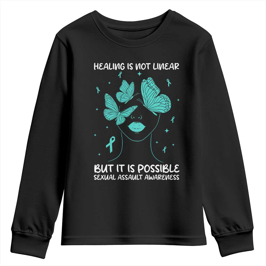 Sexual Assault Prevention Support Youth Sweatshirt Healing Is Not Linear But It Is Possible
