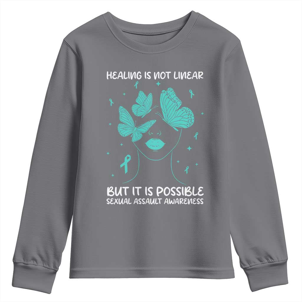 Sexual Assault Prevention Support Youth Sweatshirt Healing Is Not Linear But It Is Possible