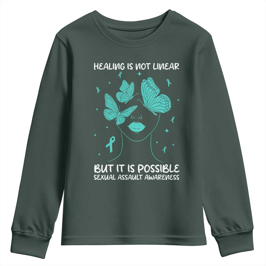 Sexual Assault Prevention Support Youth Sweatshirt Healing Is Not Linear But It Is Possible