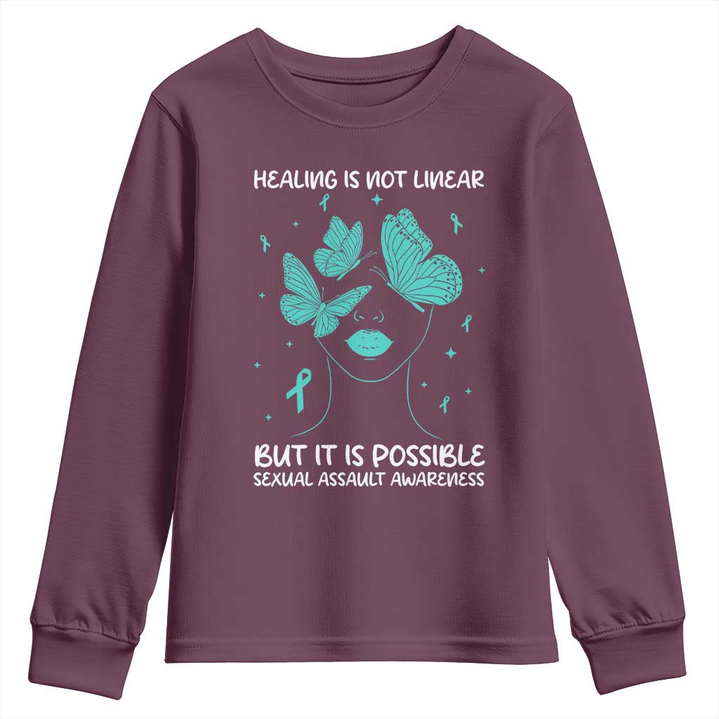 Sexual Assault Prevention Support Youth Sweatshirt Healing Is Not Linear But It Is Possible