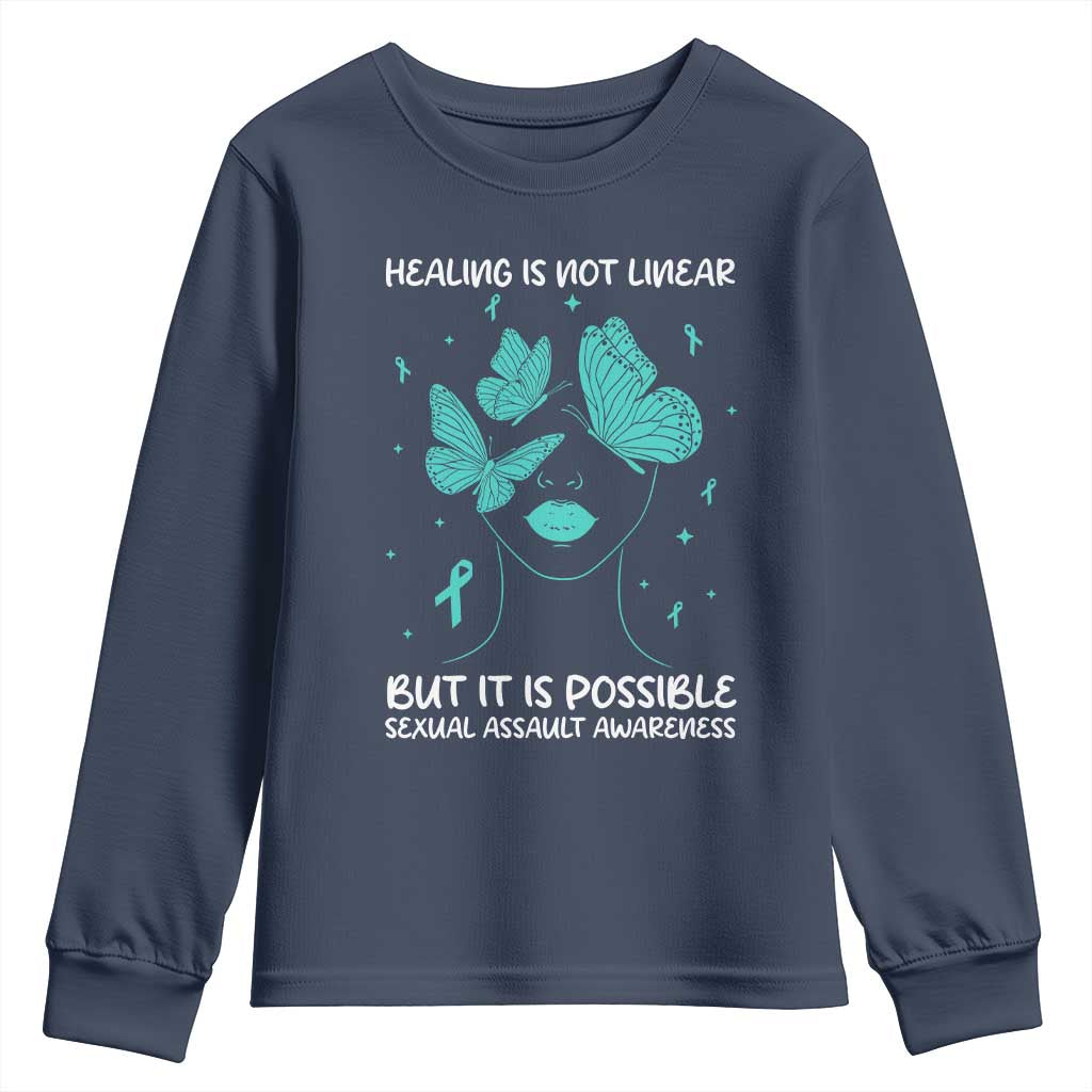 Sexual Assault Prevention Support Youth Sweatshirt Healing Is Not Linear But It Is Possible
