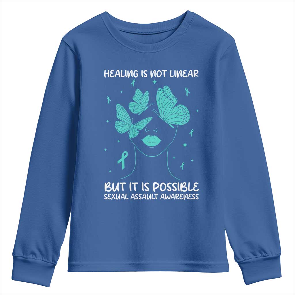 Sexual Assault Prevention Support Youth Sweatshirt Healing Is Not Linear But It Is Possible