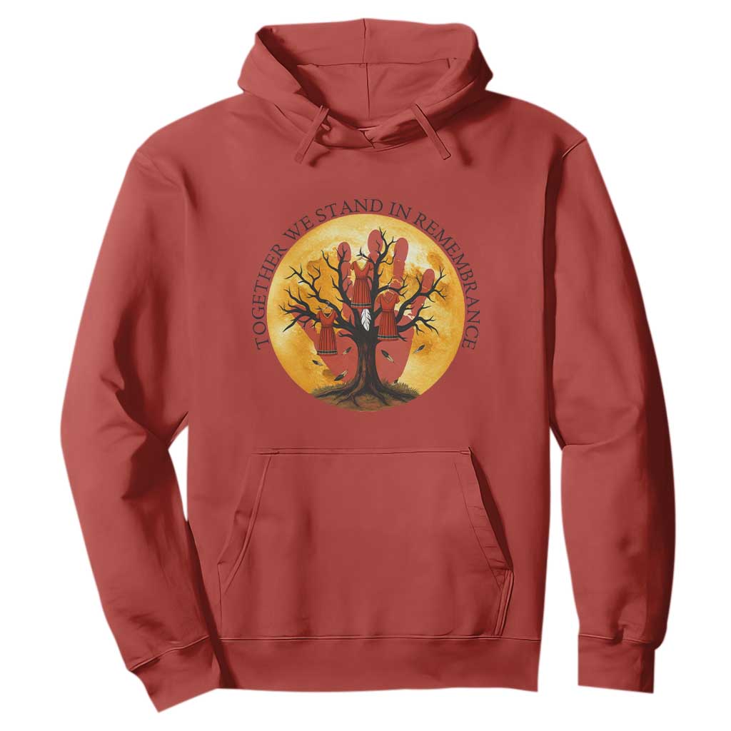 MMIW Red Hand Indigenous Native American Hoodie Together We Stand In Remembrance