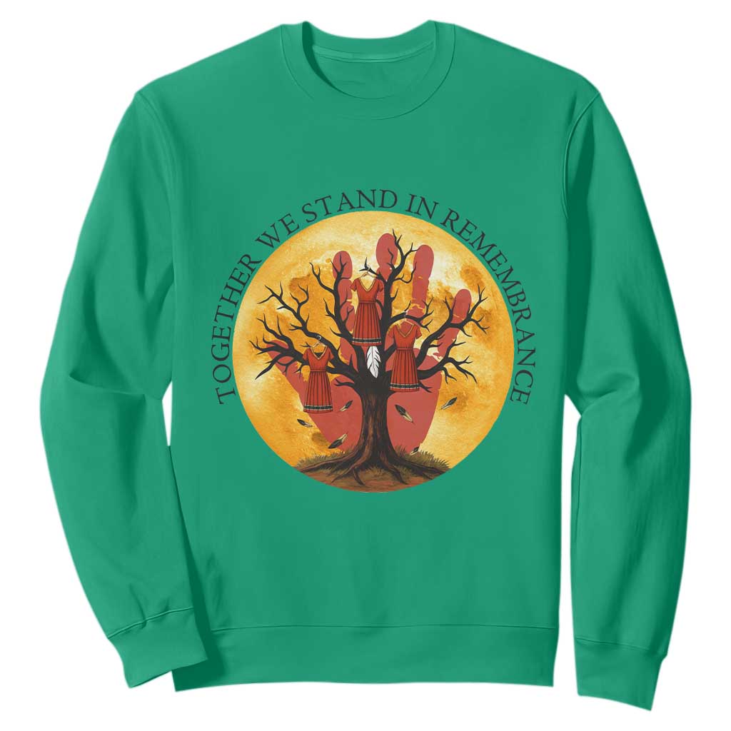 MMIW Red Hand Indigenous Native American Sweatshirt Together We Stand In Remembrance