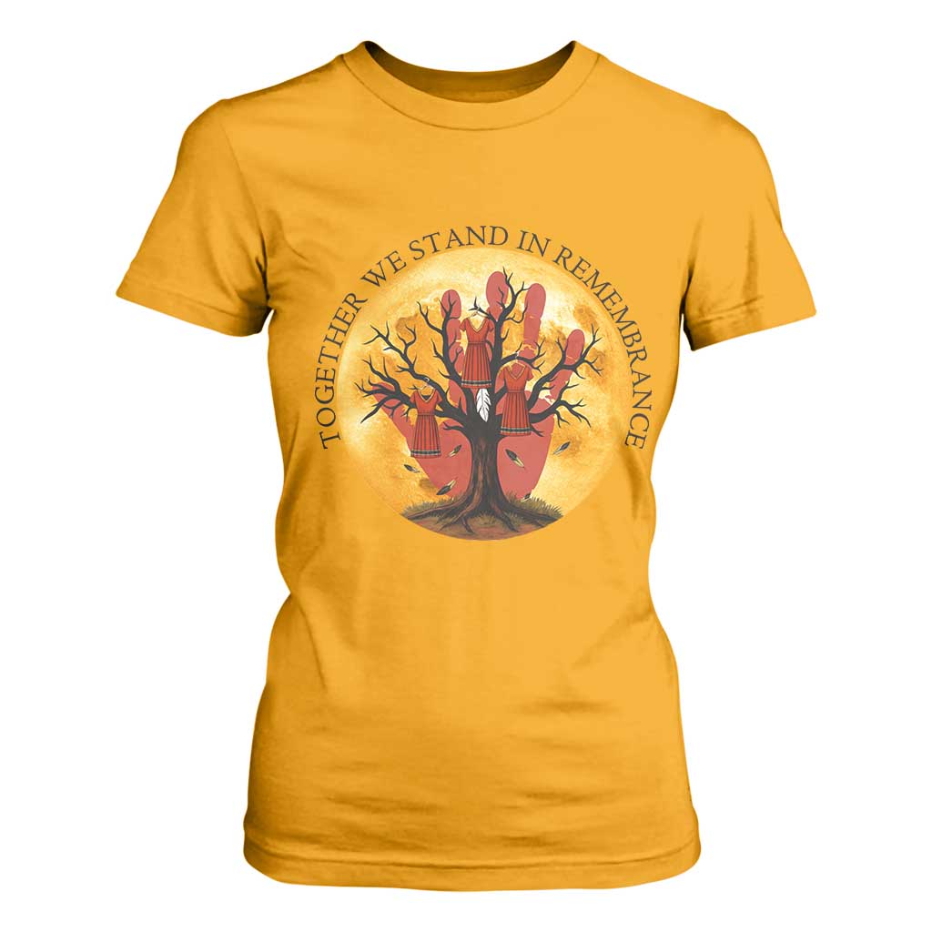 MMIW Red Hand Indigenous Native American T Shirt For Women Together We Stand In Remembrance