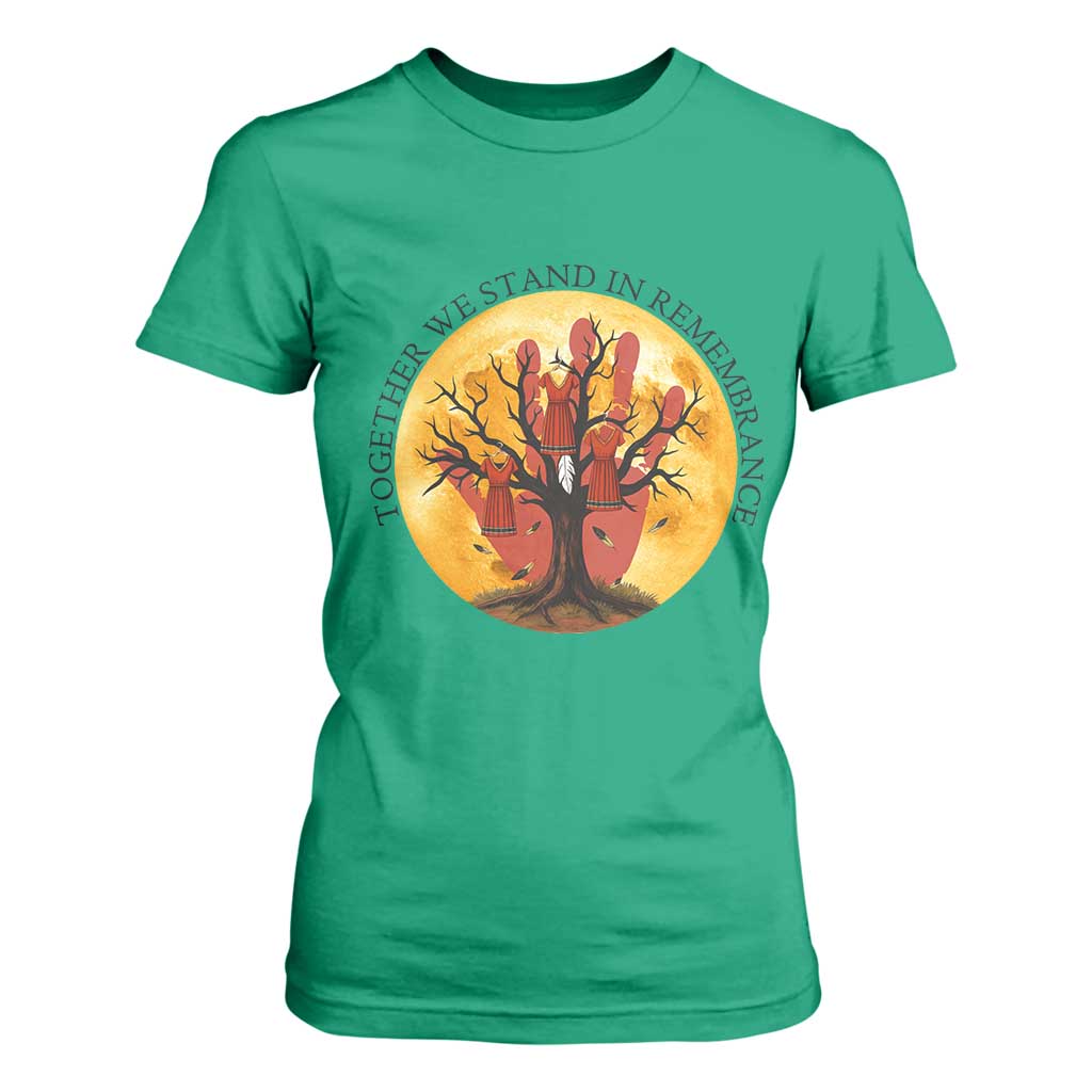 MMIW Red Hand Indigenous Native American T Shirt For Women Together We Stand In Remembrance