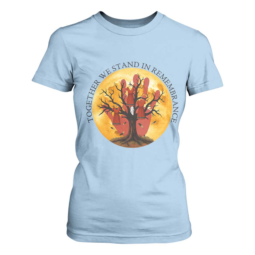 MMIW Red Hand Indigenous Native American T Shirt For Women Together We Stand In Remembrance