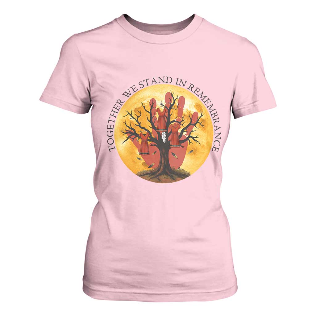 MMIW Red Hand Indigenous Native American T Shirt For Women Together We Stand In Remembrance