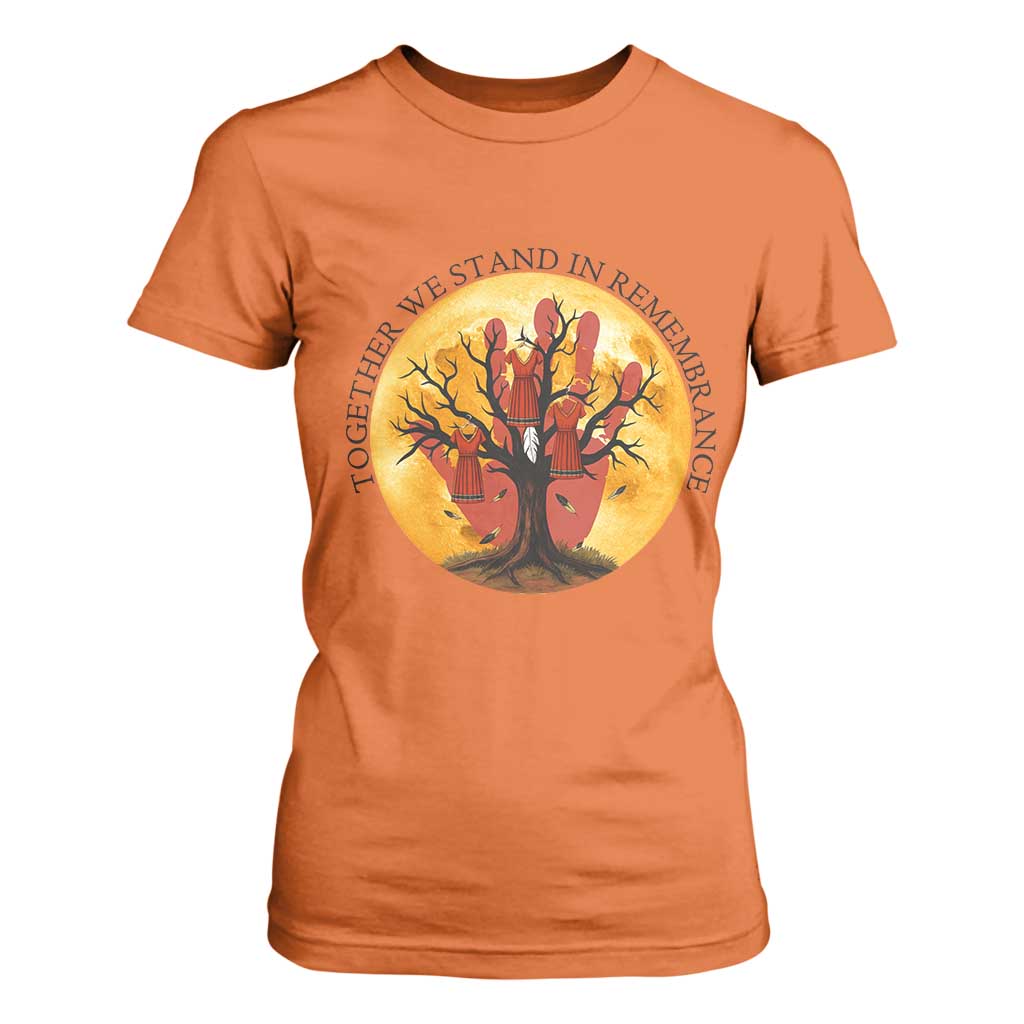 MMIW Red Hand Indigenous Native American T Shirt For Women Together We Stand In Remembrance