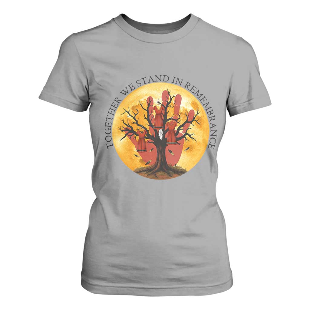 MMIW Red Hand Indigenous Native American T Shirt For Women Together We Stand In Remembrance