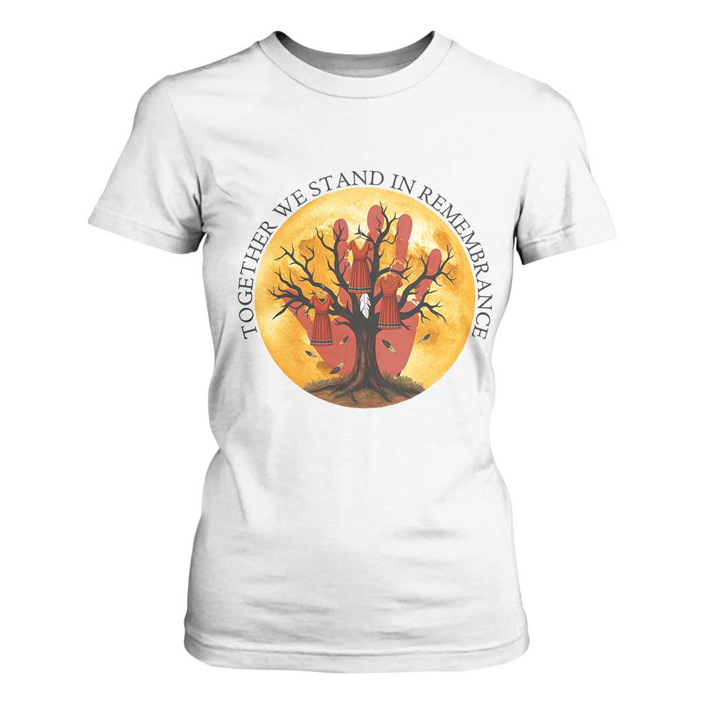MMIW Red Hand Indigenous Native American T Shirt For Women Together We Stand In Remembrance