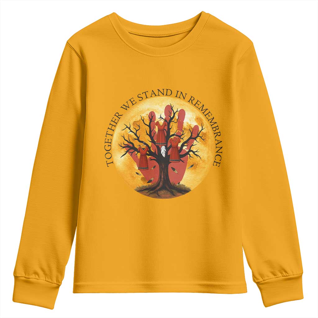 MMIW Red Hand Indigenous Native American Youth Sweatshirt Together We Stand In Remembrance