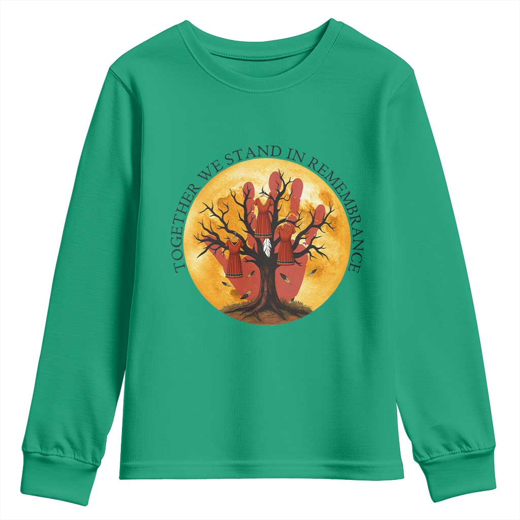 MMIW Red Hand Indigenous Native American Youth Sweatshirt Together We Stand In Remembrance