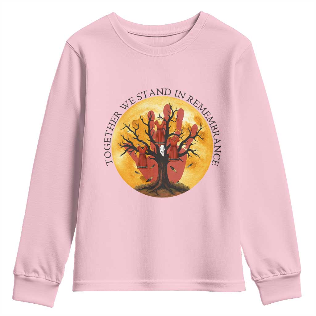 MMIW Red Hand Indigenous Native American Youth Sweatshirt Together We Stand In Remembrance