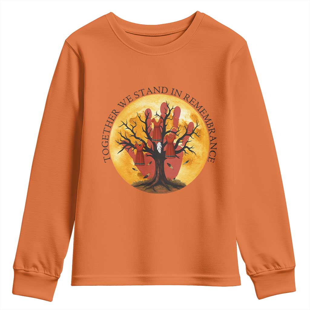 MMIW Red Hand Indigenous Native American Youth Sweatshirt Together We Stand In Remembrance