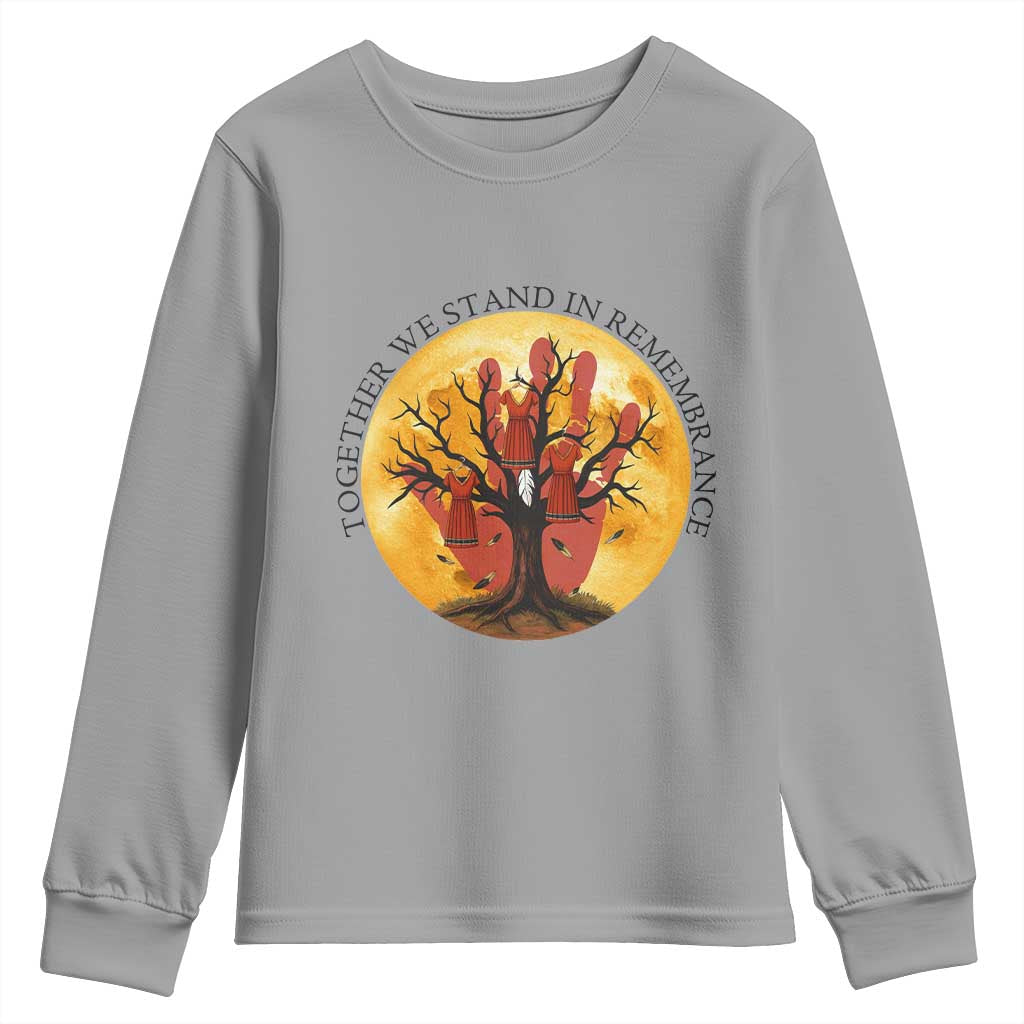 MMIW Red Hand Indigenous Native American Youth Sweatshirt Together We Stand In Remembrance