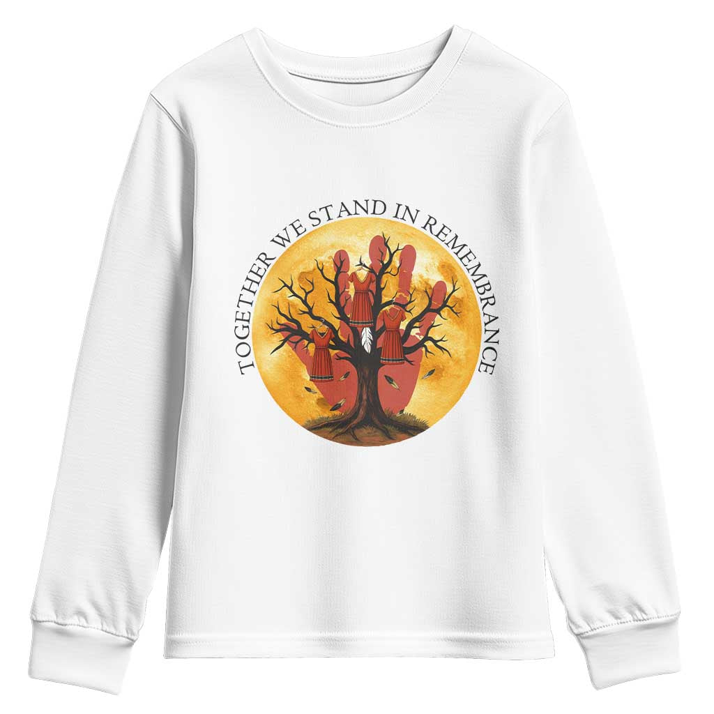 MMIW Red Hand Indigenous Native American Youth Sweatshirt Together We Stand In Remembrance