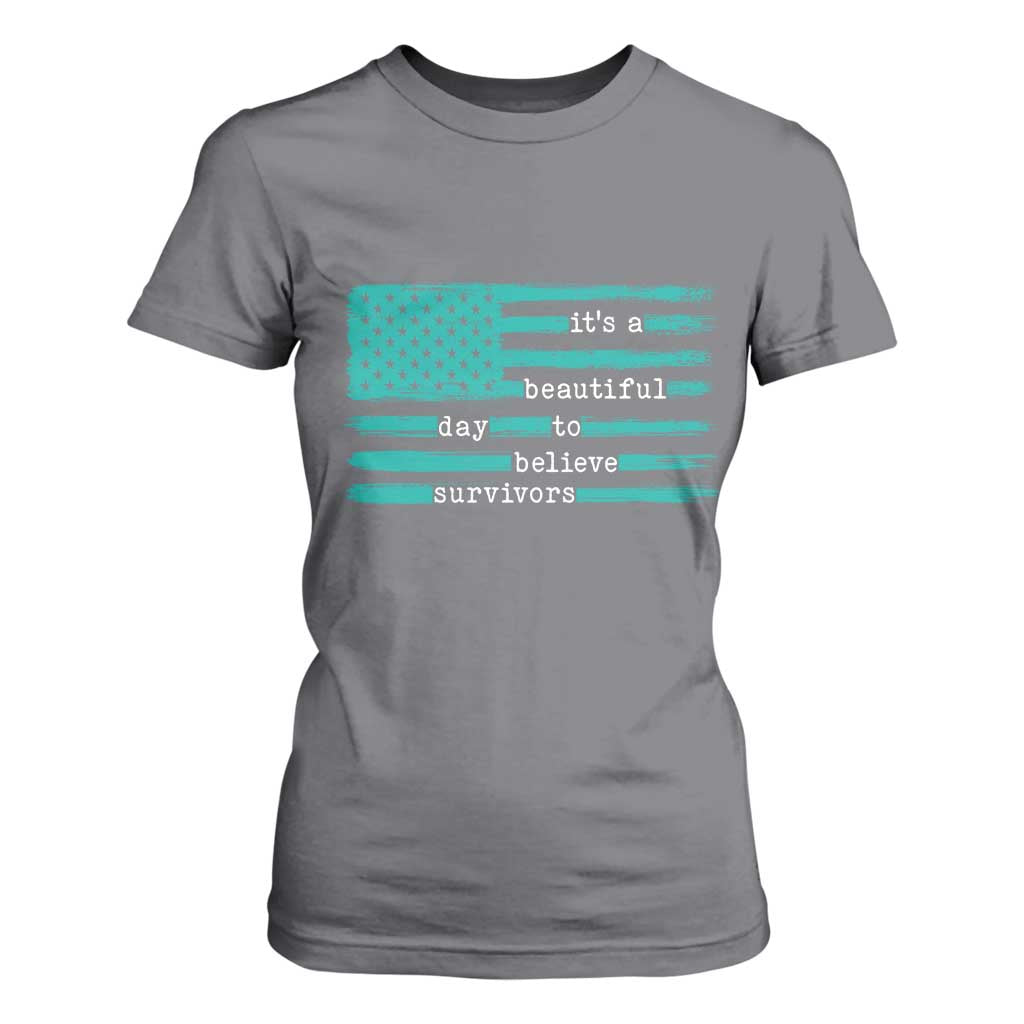 Sexual Assault Prevention Support T Shirt For Women It's a Beautiful Day To Believe Survivors