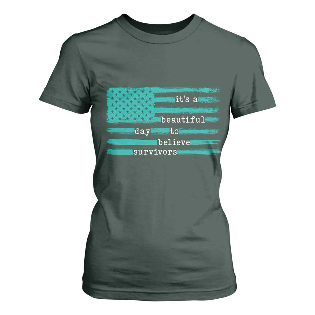 Sexual Assault Prevention Support T Shirt For Women It's a Beautiful Day To Believe Survivors