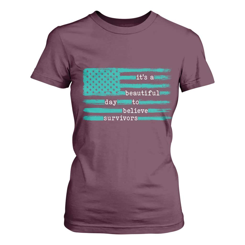 Sexual Assault Prevention Support T Shirt For Women It's a Beautiful Day To Believe Survivors