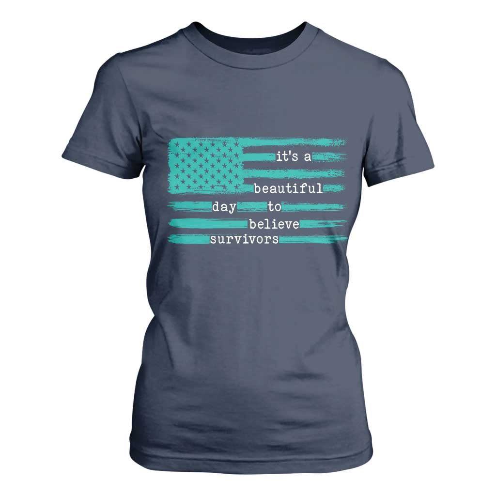 Sexual Assault Prevention Support T Shirt For Women It's a Beautiful Day To Believe Survivors