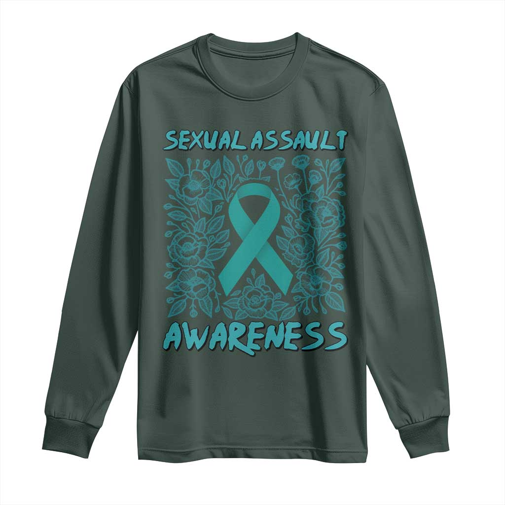 Sexual Assault Prevention Support Long Sleeve Shirt Teal SAAM Supporter