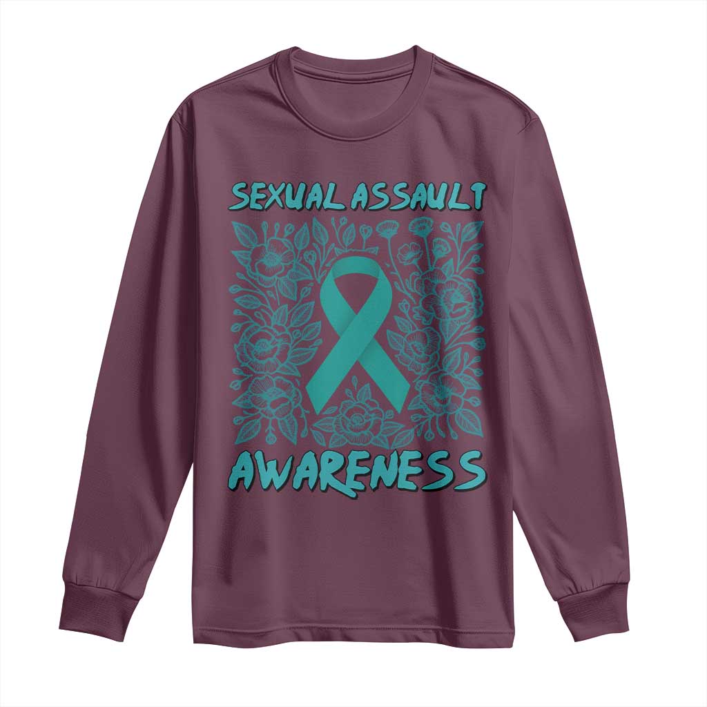 Sexual Assault Prevention Support Long Sleeve Shirt Teal SAAM Supporter