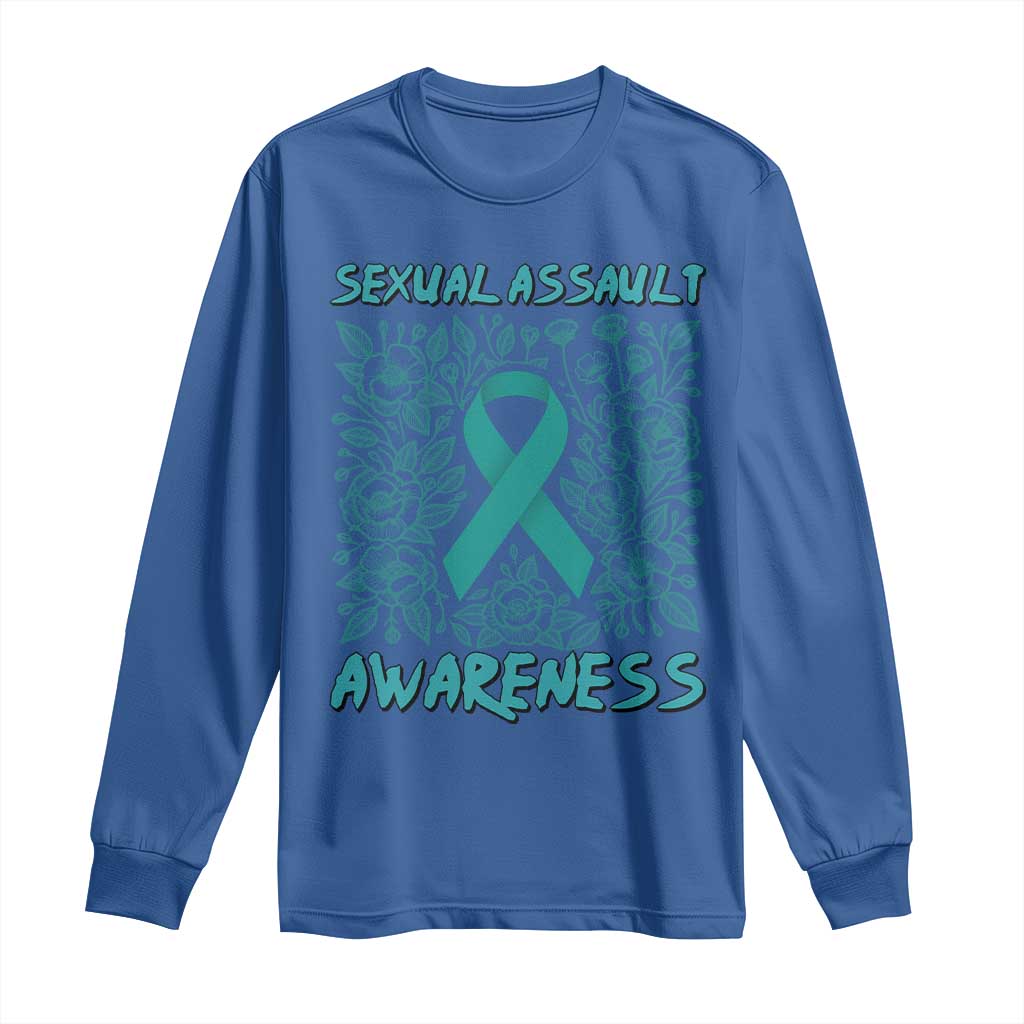Sexual Assault Prevention Support Long Sleeve Shirt Teal SAAM Supporter