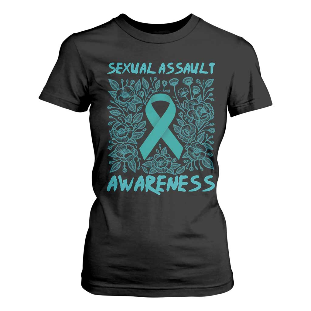 Sexual Assault Prevention Support T Shirt For Women Teal SAAM Supporter