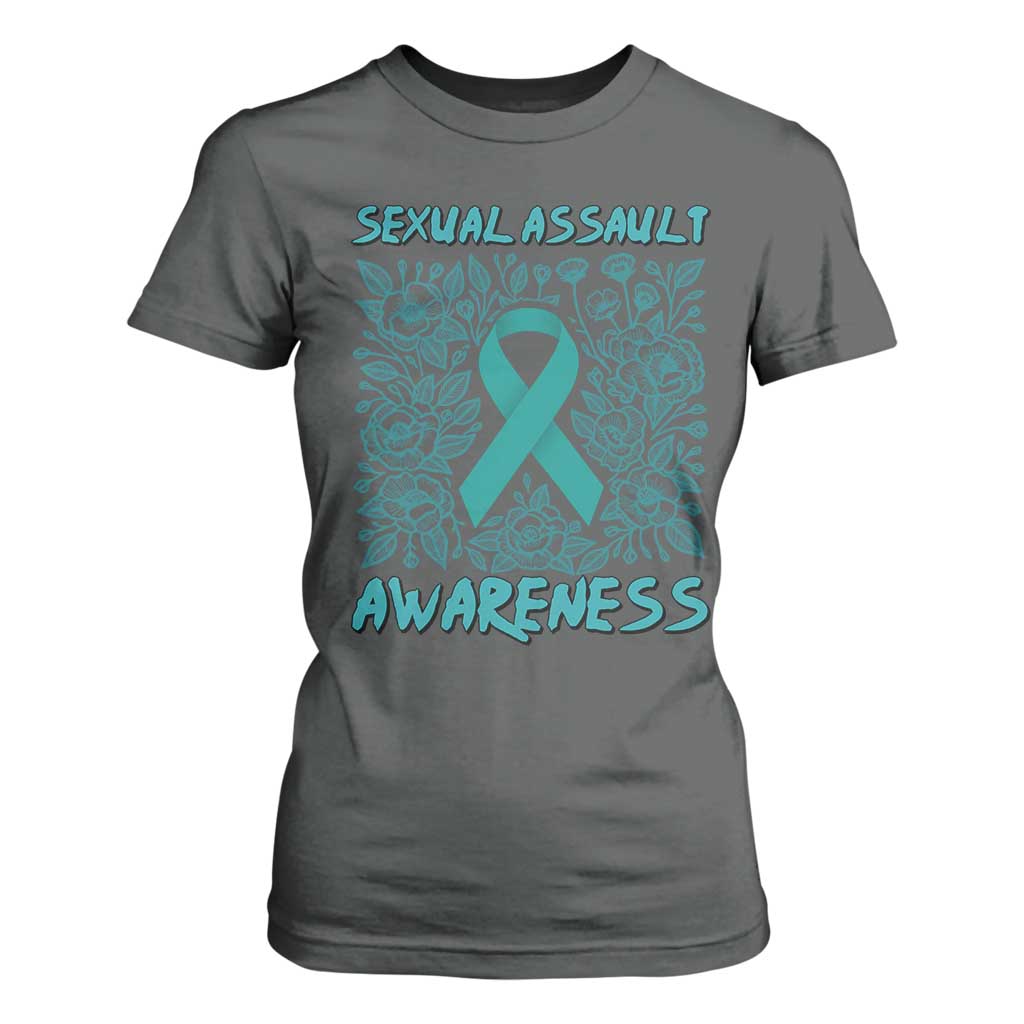 Sexual Assault Prevention Support T Shirt For Women Teal SAAM Supporter