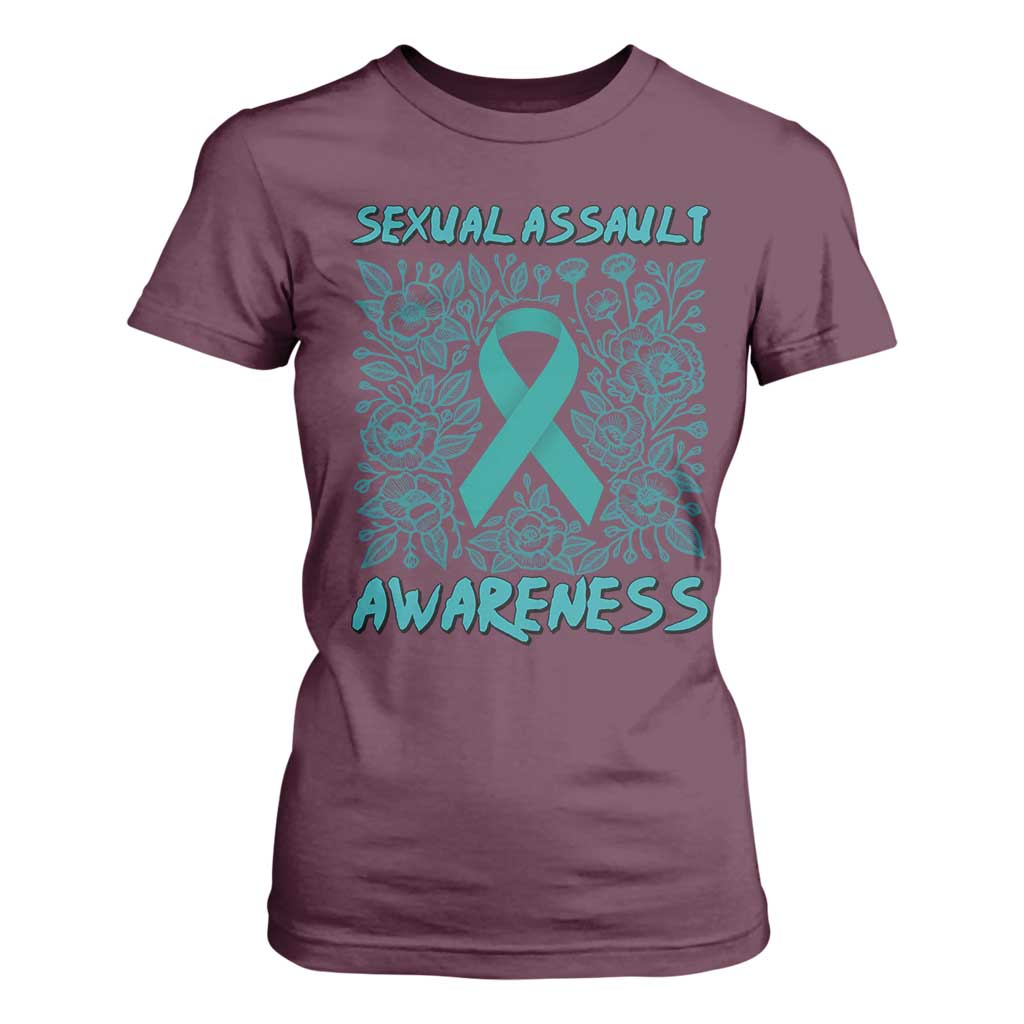 Sexual Assault Prevention Support T Shirt For Women Teal SAAM Supporter