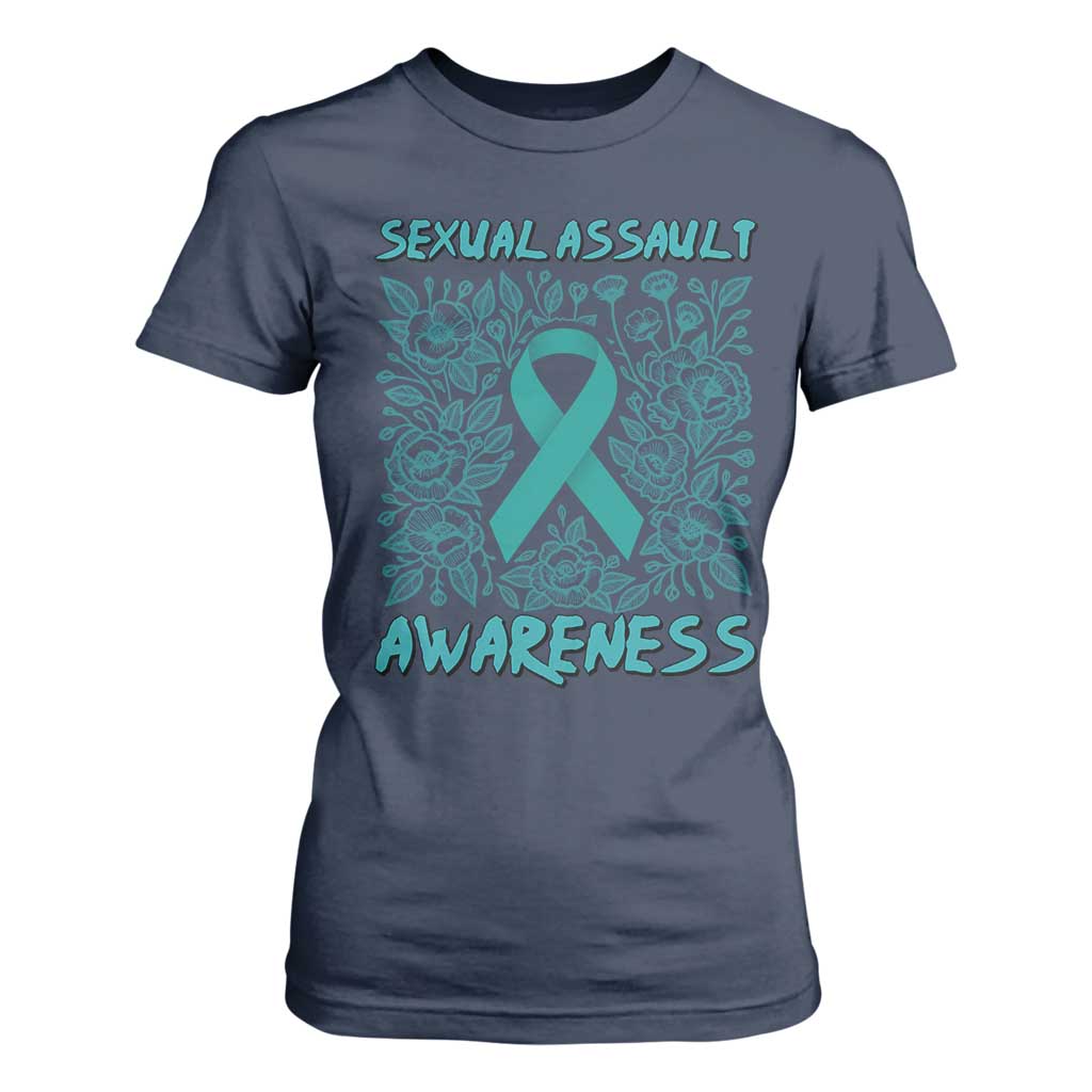 Sexual Assault Prevention Support T Shirt For Women Teal SAAM Supporter