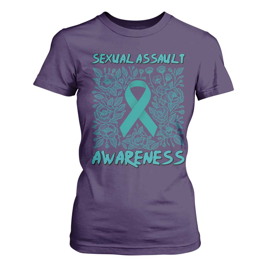 Sexual Assault Prevention Support T Shirt For Women Teal SAAM Supporter