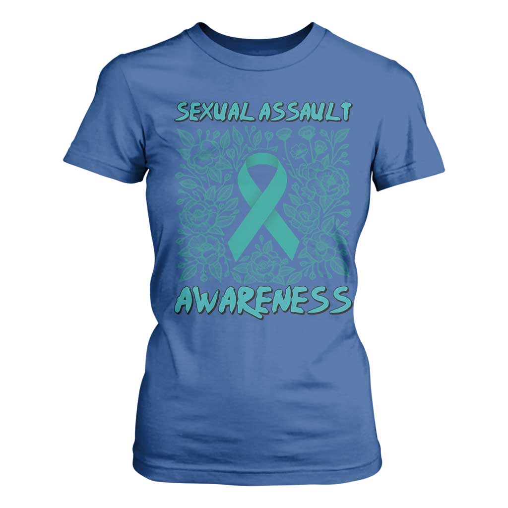 Sexual Assault Prevention Support T Shirt For Women Teal SAAM Supporter