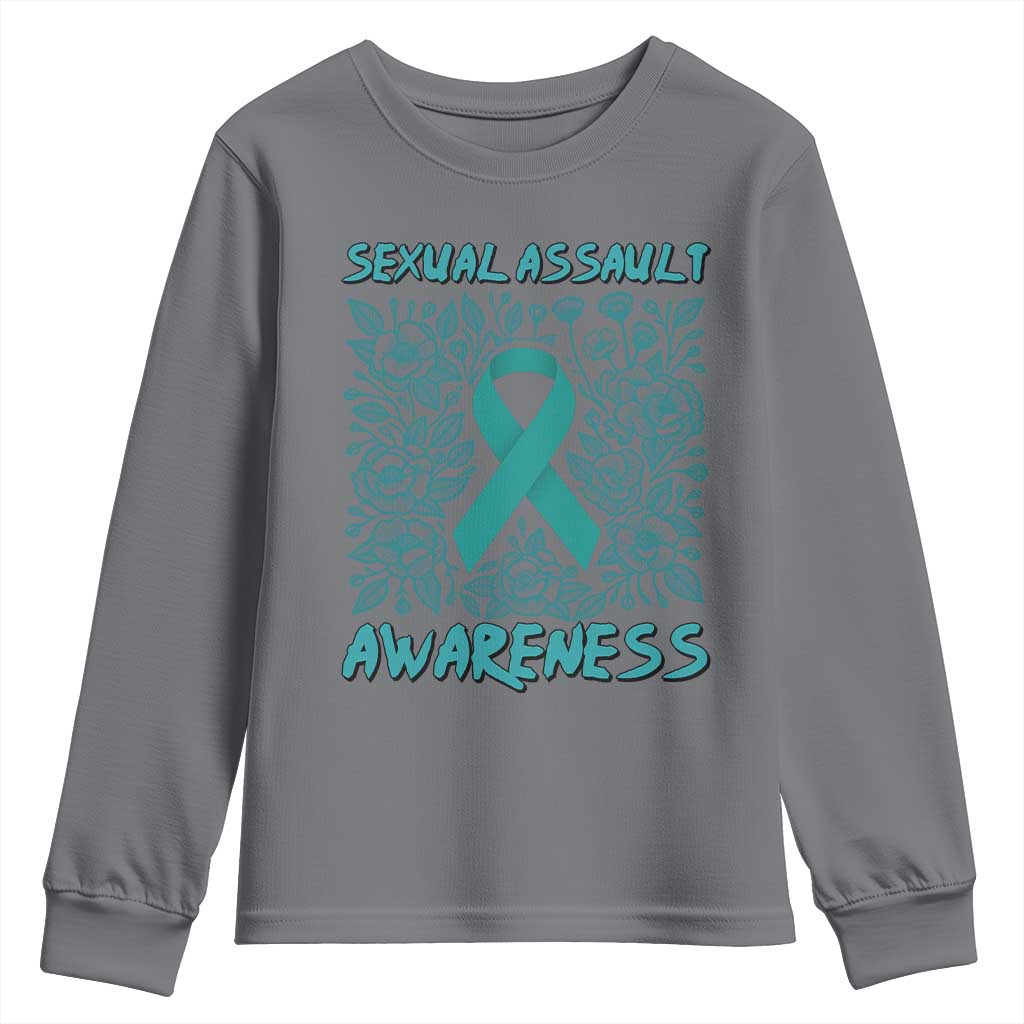 Sexual Assault Prevention Support Youth Sweatshirt Teal SAAM Supporter