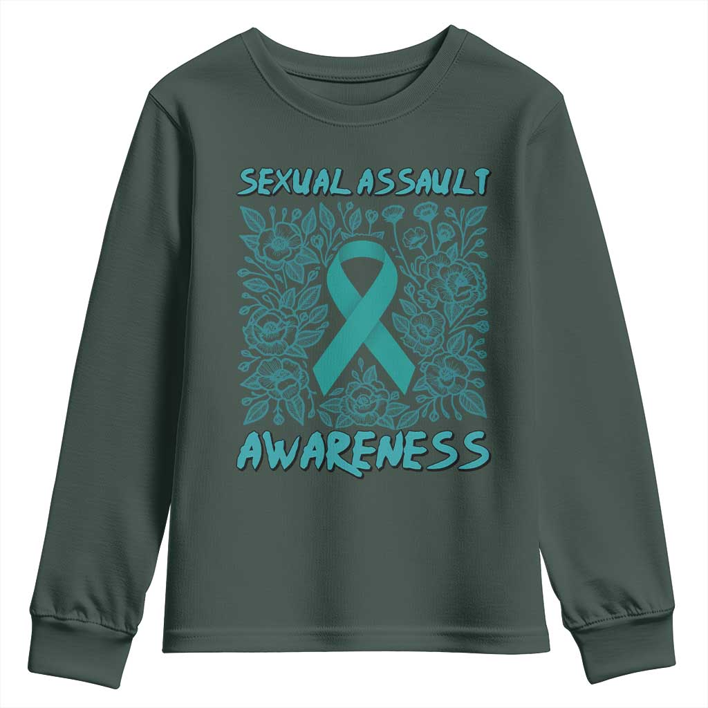 Sexual Assault Prevention Support Youth Sweatshirt Teal SAAM Supporter
