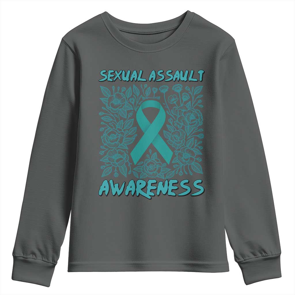 Sexual Assault Prevention Support Youth Sweatshirt Teal SAAM Supporter