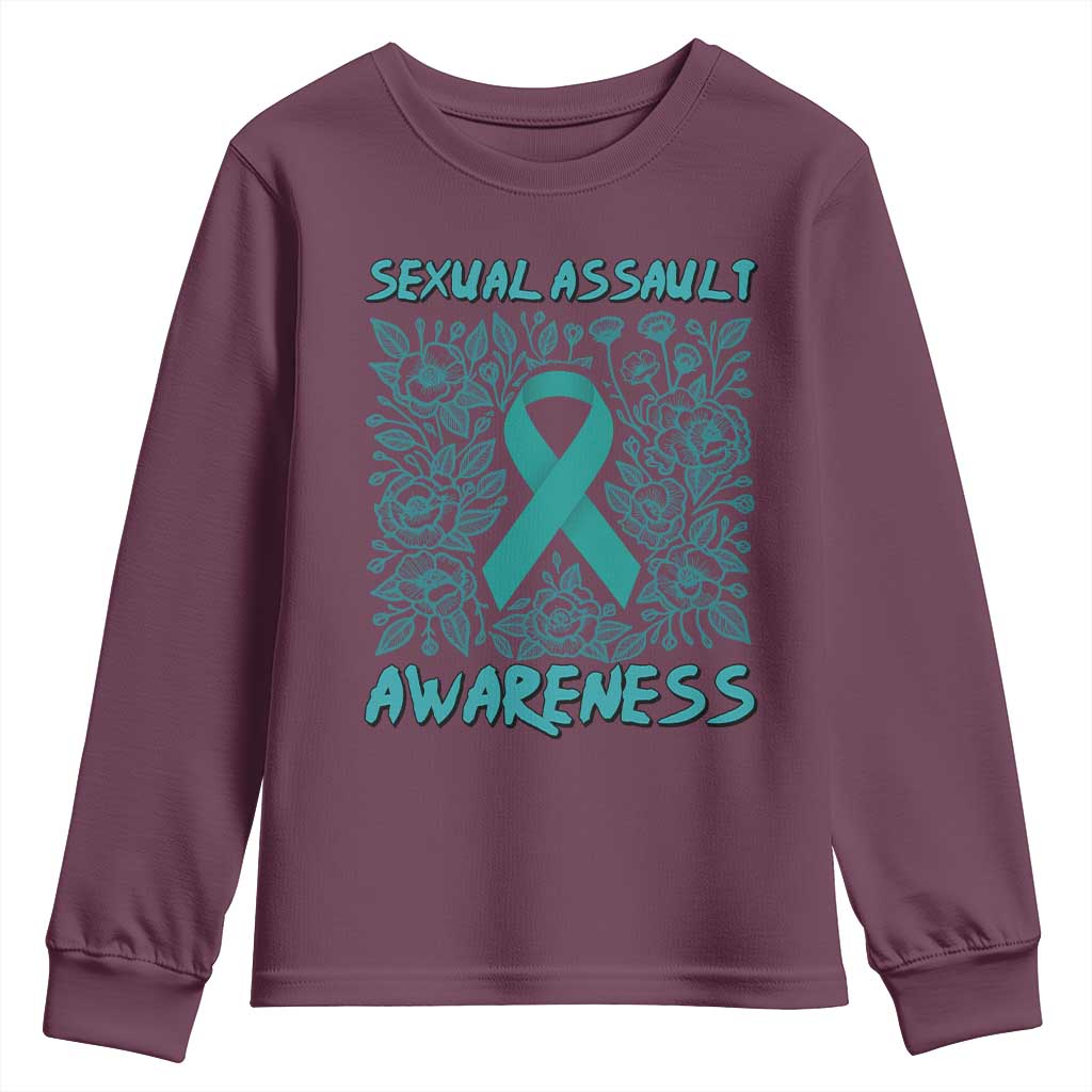 Sexual Assault Prevention Support Youth Sweatshirt Teal SAAM Supporter
