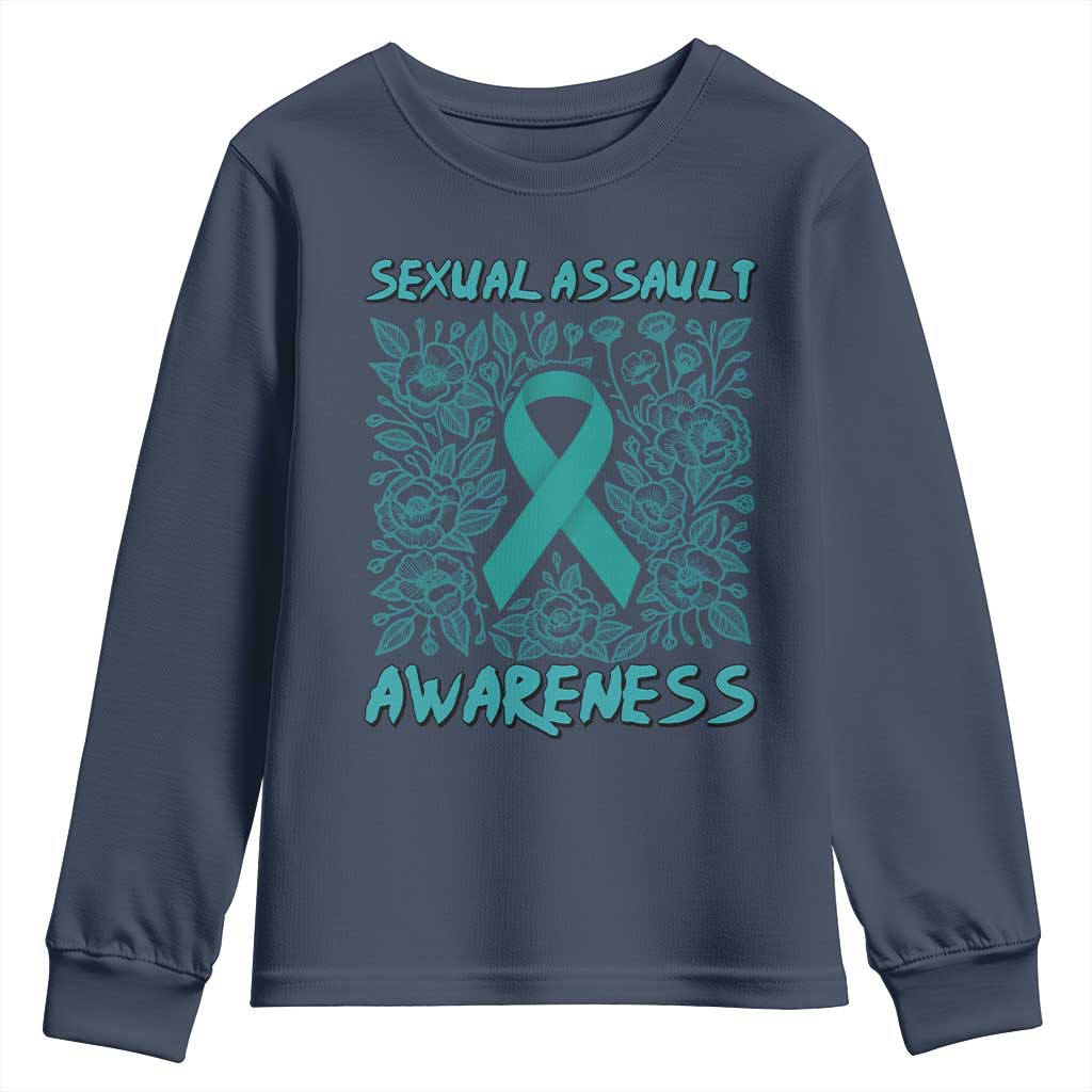 Sexual Assault Prevention Support Youth Sweatshirt Teal SAAM Supporter