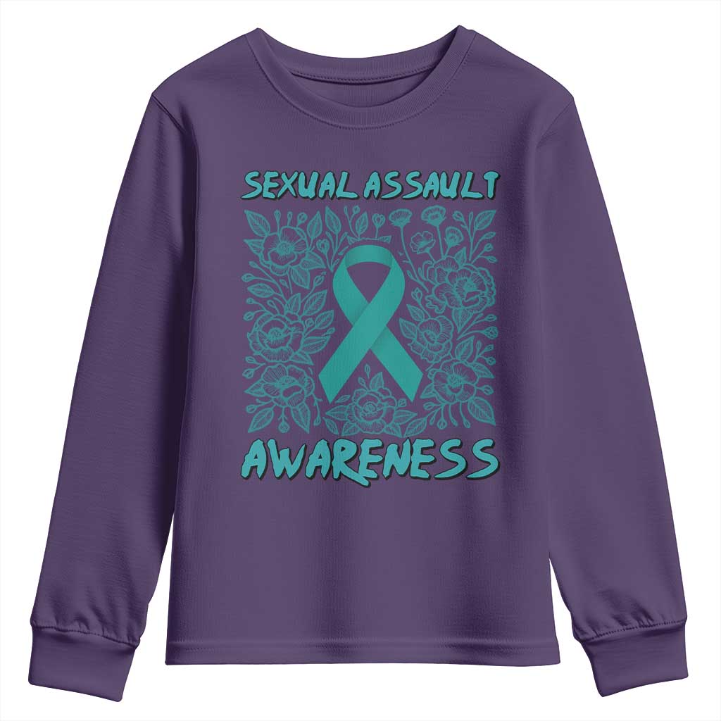 Sexual Assault Prevention Support Youth Sweatshirt Teal SAAM Supporter