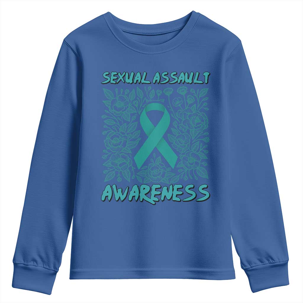 Sexual Assault Prevention Support Youth Sweatshirt Teal SAAM Supporter