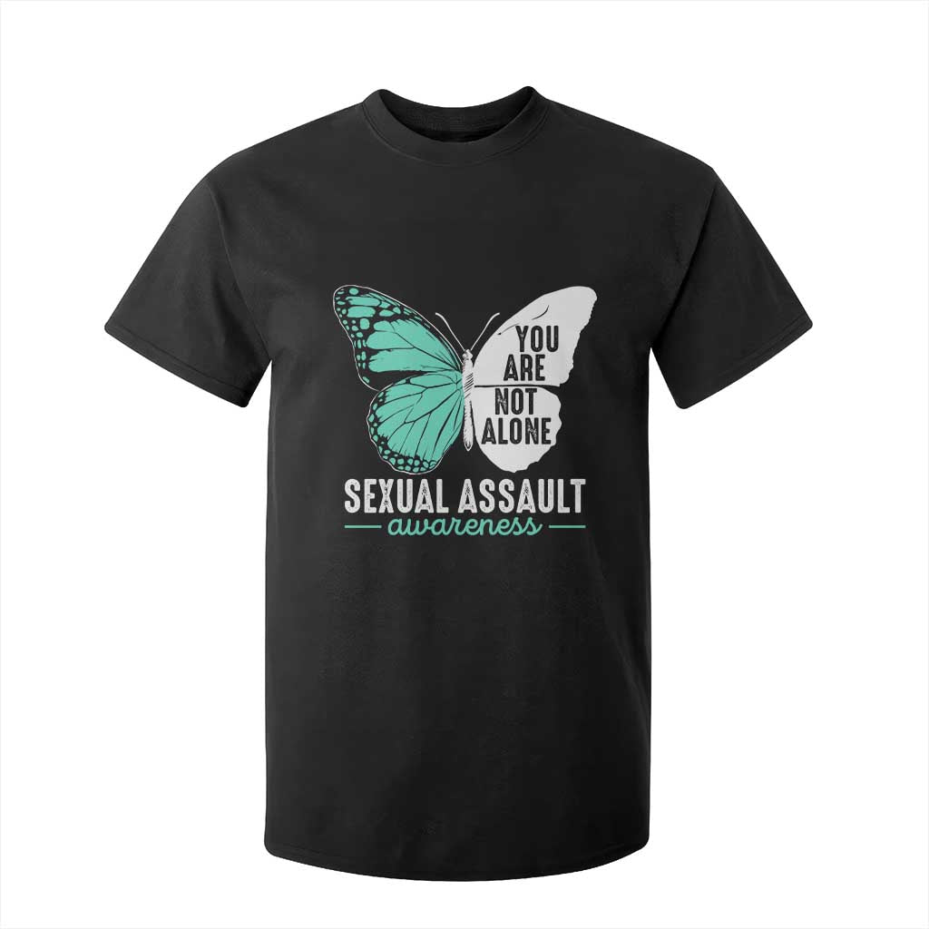 April Sexual Assault Prevention Support T Shirt For Kid Teal Ribbon Flower