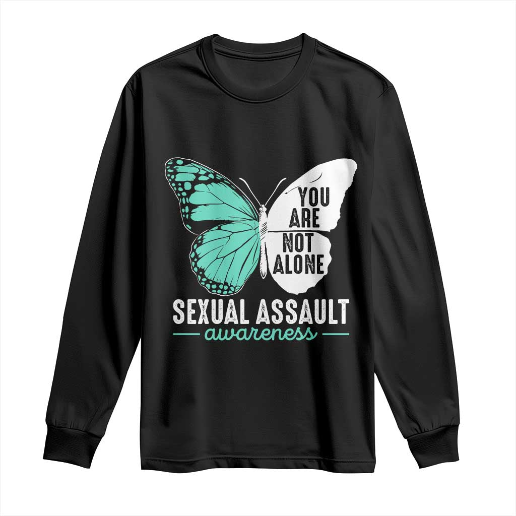 April Sexual Assault Prevention Support Long Sleeve Shirt Teal Ribbon Flower